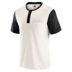 New Orleans Saints Darius Rucker Collection Henley Colorblock Slub Pocket T-Shirt - Cream - Fanatics