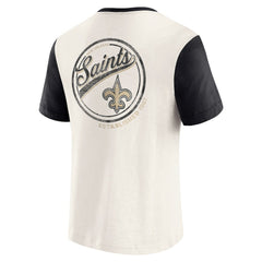 New Orleans Saints Darius Rucker Collection Henley Colorblock Slub Pocket T-Shirt - Cream - Fanatics
