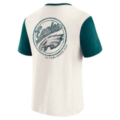 Philadelphia Eagles Darius Rucker Collection Henley Colorblock Slub Pocket T-Shirt - Cream - Fanatics
