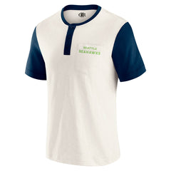 Seattle Seahawks Darius Rucker Collection Henley Colorblock Slub Pocket T-Shirt - Cream - Fanatics