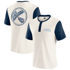 Tennessee Titans Darius Rucker Collection Henley Colorblock Slub Pocket T-Shirt - Cream - Fanatics