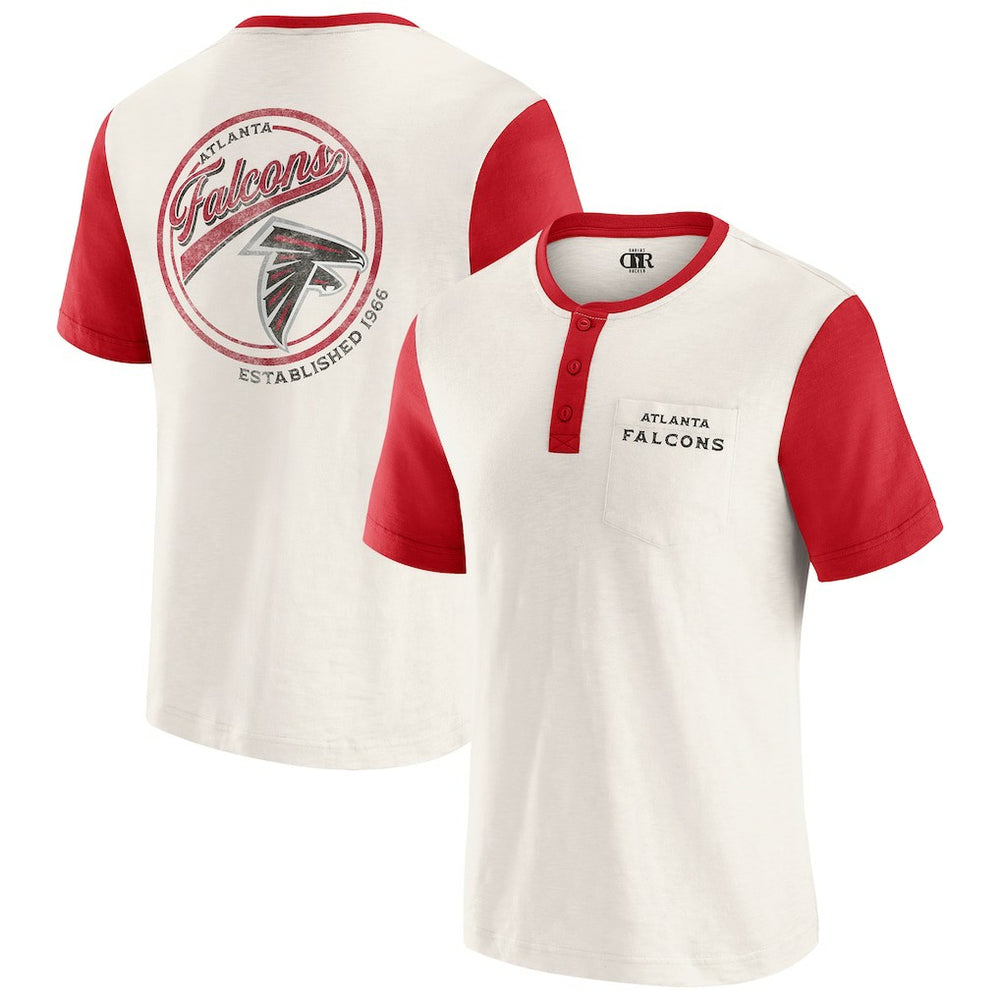 Atlanta Falcons Darius Rucker Collection Henley Colorblock Slub Pocket T-Shirt - Cream - Fanatics