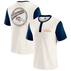 Denver Broncos Darius Rucker Collection Henley Colorblock Slub Pocket T-Shirt - Cream - Fanatics