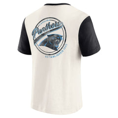 Carolina Panthers Darius Rucker Collection Henley Colorblock Slub Pocket T-Shirt - Cream - Fanatics