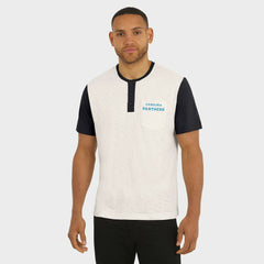 Carolina Panthers Darius Rucker Collection Henley Colorblock Slub Pocket T-Shirt - Cream - Fanatics