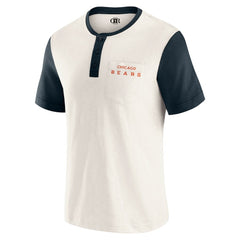 Chicago Bears Darius Rucker Collection Henley Colorblock Slub Pocket T-Shirt - Cream - Fanatics