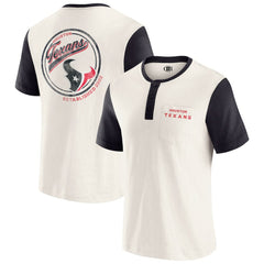 Houston Texans Darius Rucker Collection Henley Colorblock Slub Pocket T-Shirt - Cream - Fanatics