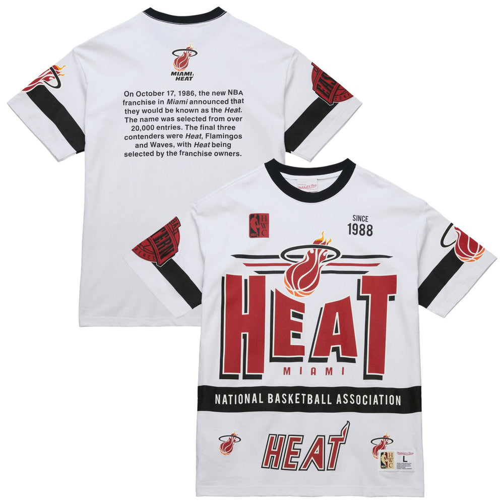 Mitchell & Ness Miami Heat Unisex Hardwood Classics Vintage Team Origins Premium T-Shirt White