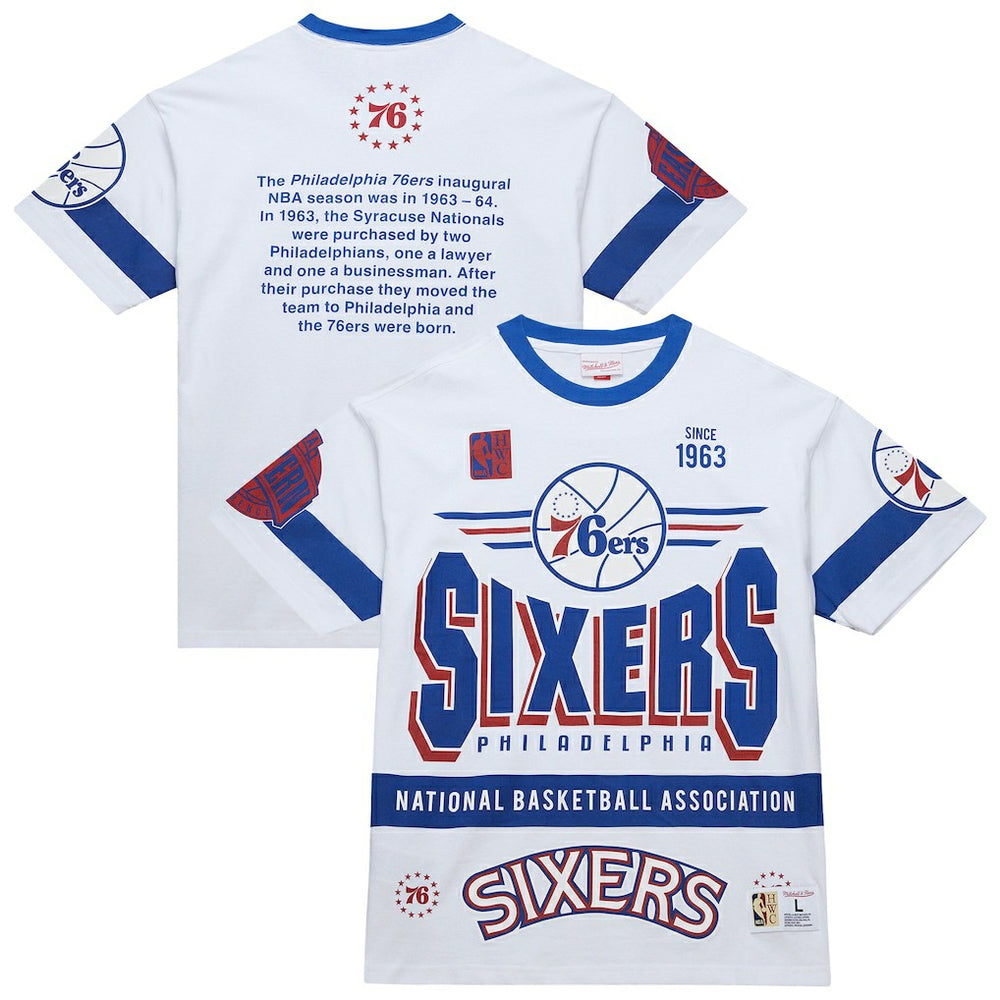 Mitchell & Ness Philadelphia 76ers Unisex Hardwood Classics Vintage Team Origins Premium T-Shirt White