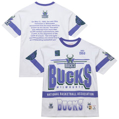 Mitchell & Ness Milwaukee Bucks Unisex Hardwood Classics Vintage Team Origins Premium T-Shirt White