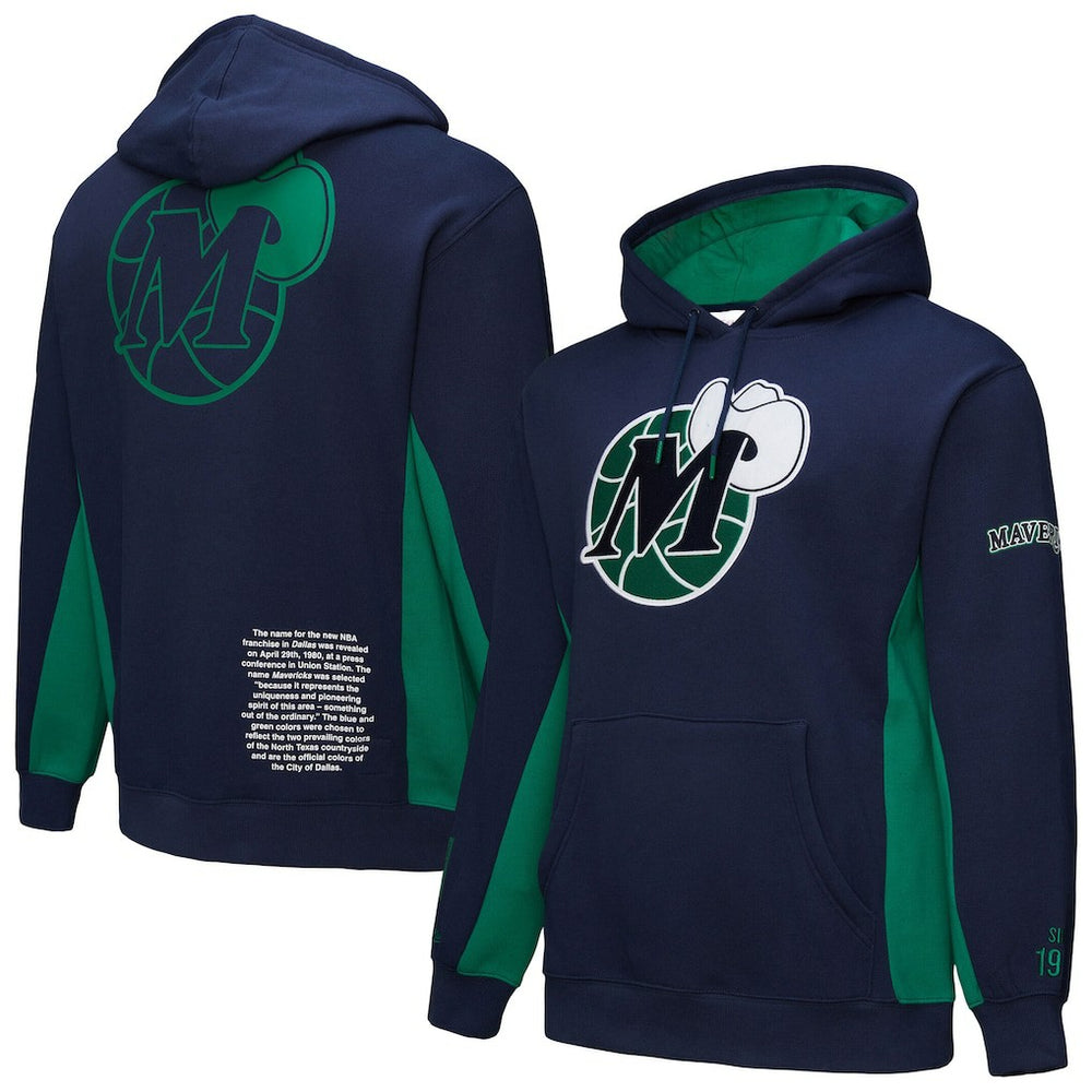 Mitchell & Ness Dallas Mavericks Hardwood Classics Team Origins Fleece Pullover Hoodie Navy