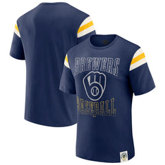 Milwaukee Brewers Darius Rucker Collection by Fanatics Distressed Sleeve Stripe T-Shirt Near Me