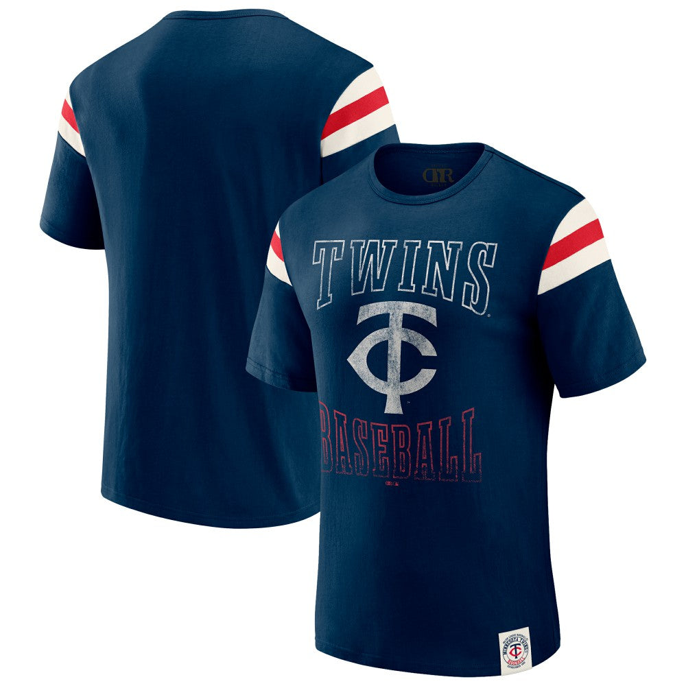 Minnesota Twins Darius Rucker Collection by Fanatics Distressed Sleeve Stripe T-Shirt Discount