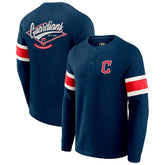 Cleveland Guardians Darius Rucker Collection by Fanatics Waffle-Knit Raglan Long Sleeve Henley T-Shirt Outlet