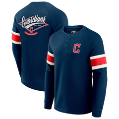 Cleveland Guardians Darius Rucker Collection by Fanatics Waffle-Knit Raglan Long Sleeve Henley T-Shirt Outlet
