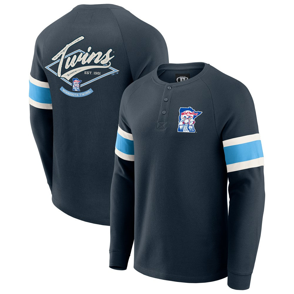 Minnesota Twins Darius Rucker Collection by Fanatics Waffle-Knit Raglan Long Sleeve Henley T-Shirt Outlet