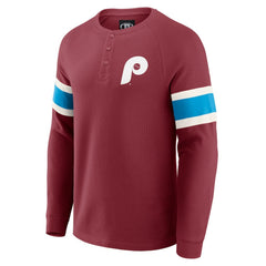 Philadelphia Phillies Darius Rucker Collection by Fanatics Waffle-Knit Raglan Long Sleeve Henley T-Shirt Sale