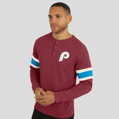 Philadelphia Phillies Darius Rucker Collection by Fanatics Waffle-Knit Raglan Long Sleeve Henley T-Shirt Sale