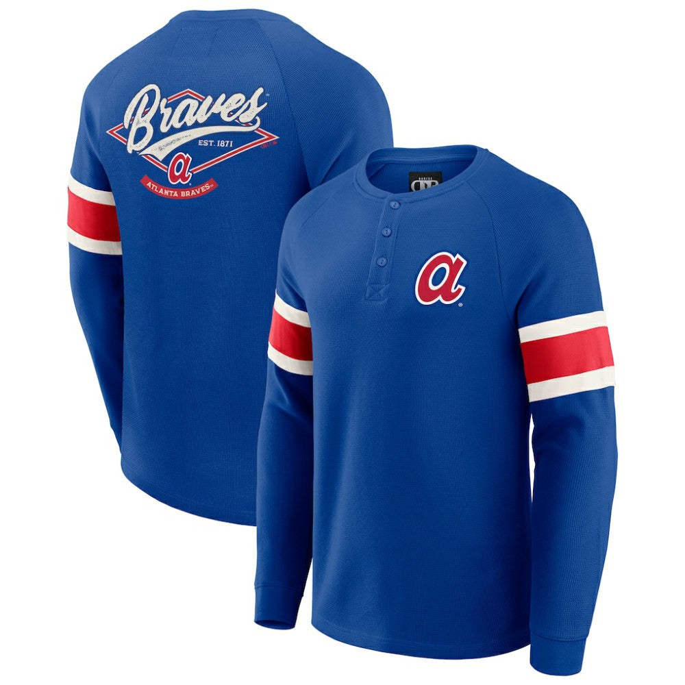 Atlanta Braves Darius Rucker Collection by Fanatics Waffle-Knit Raglan Long Sleeve Henley T-Shirt Outlet