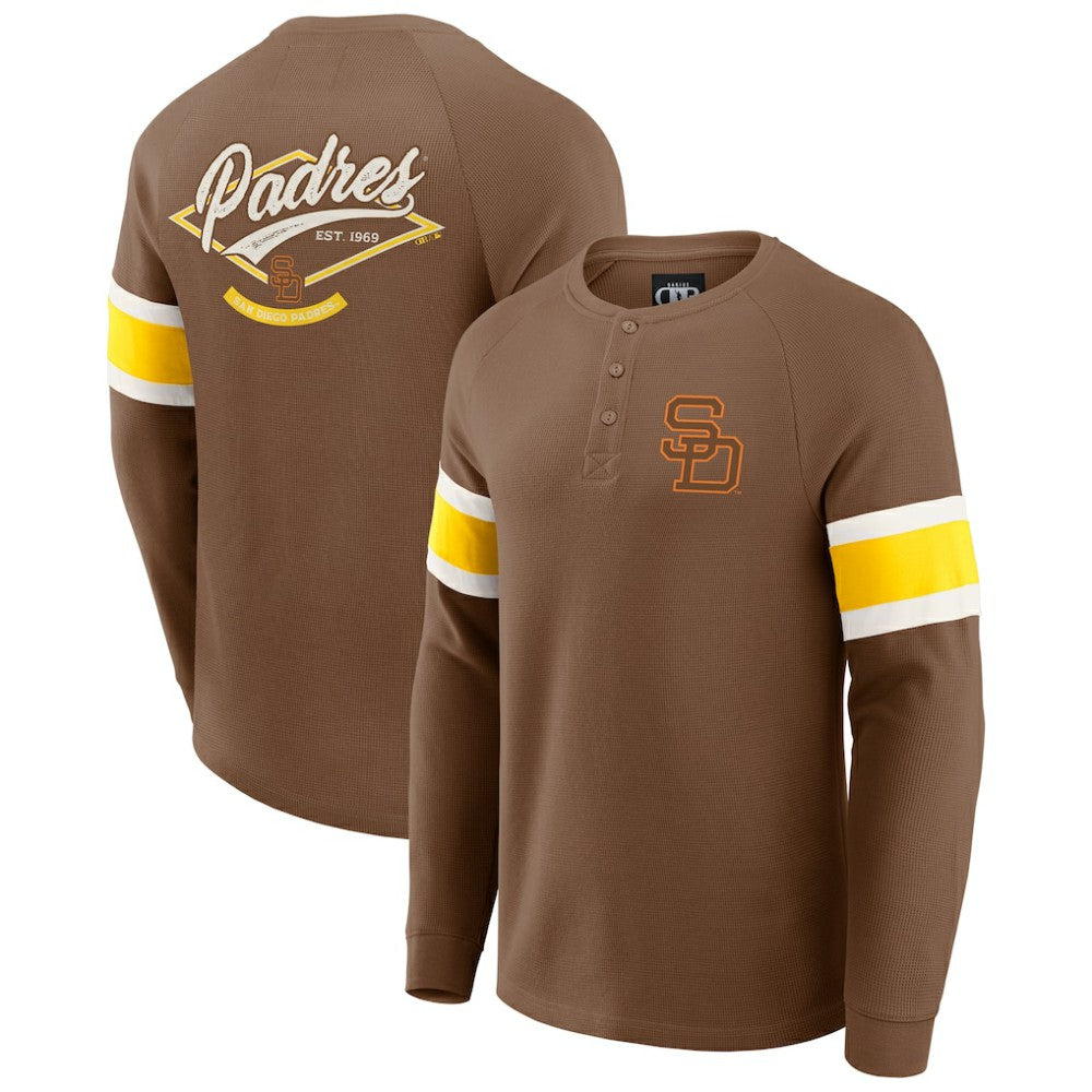 San Diego Padres Darius Rucker Collection by Fanatics Waffle-Knit Raglan Long Sleeve Henley T-Shirt Discount