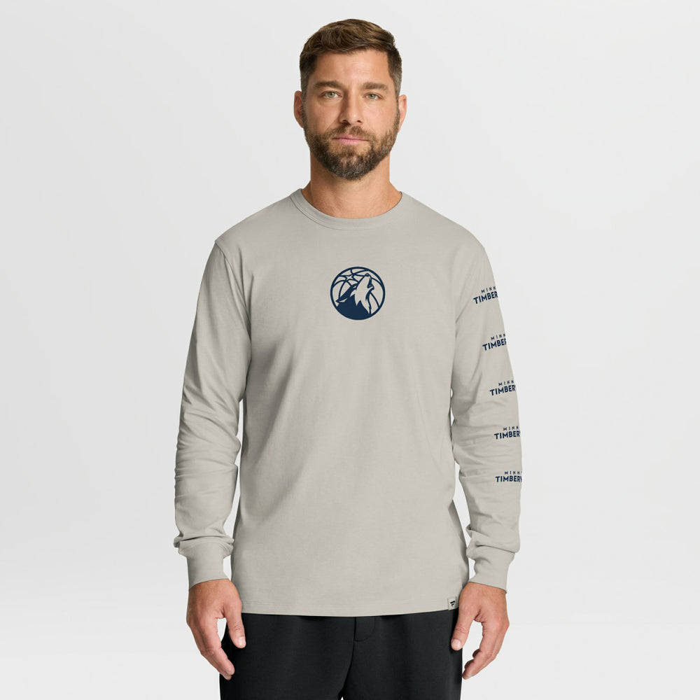 Fanatics Minnesota Timberwolves Crossover Collection Ball Screen Action Premium Long Sleeve T-Shirt Cream