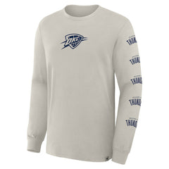 Fanatics Oklahoma City Thunder Crossover Collection Ball Screen Action Premium Long Sleeve T-Shirt Cream