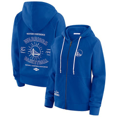 Golden State Warriors WEAR by Erin Andrews Women's Vintage Full-Zip Raglan Hoodie Blue