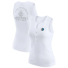 Dallas Mavericks WEAR by Erin Andrews Women's Rib-Knit Henley Tank Top White
