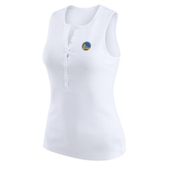 Golden State Warriors WEAR by Erin Andrews Women's Rib-Knit Henley Tank Top White
