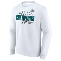 Philadelphia Eagles Super Bowl LIX Champions Iconic Victory Fleece Sweatshirt - White - Fanatics
