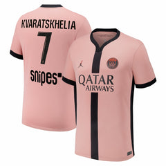 Nike - Khvicha Kvaratskhelia Paris Saint-Germain Youth 2024/25 Third Replica Player Jersey - Pink