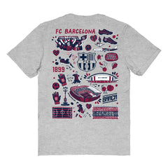 Barcelona Vive La Fete Women's Impressions Artwork T-Shirt Heather Gray