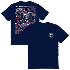 Barcelona Vive La Fete Women's Impressions Artwork T-Shirt Navy