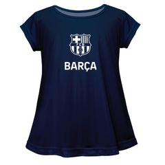 Barcelona Vive La Fete Girls Youth Color Badge A-Line Top Navy