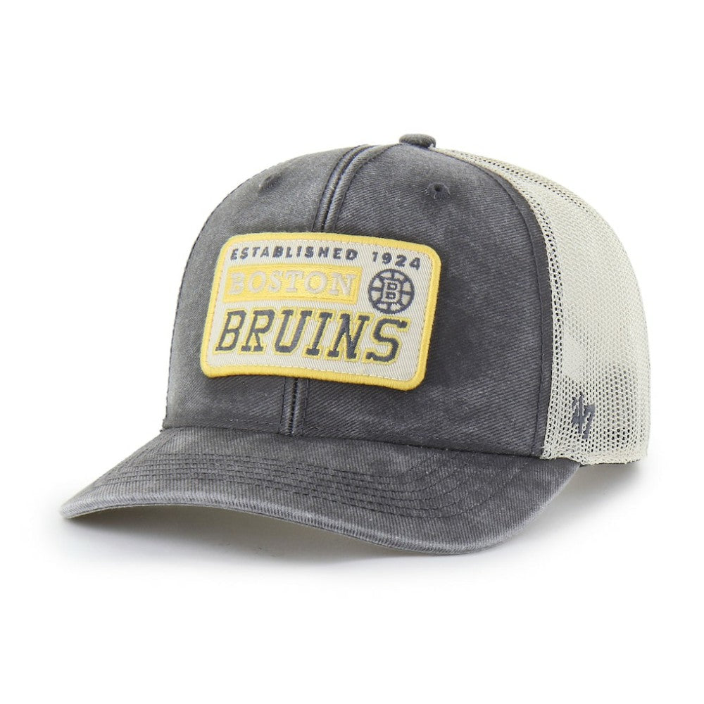 Boston Bruins '47 Canteen Pigment Dyed Patch Trucker Adjustable Hat - Charcoal | 47 brand near me