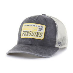 Pittsburgh Penguins '47 Canteen Pigment Dyed Patch Trucker Adjustable Hat - Charcoal | 47 brand Lifestyle