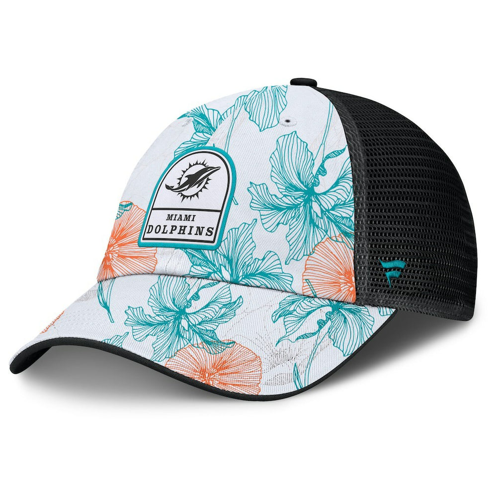 Miami Dolphins Tropical Adjustable Trucker Hat - White/Black - Fanatics