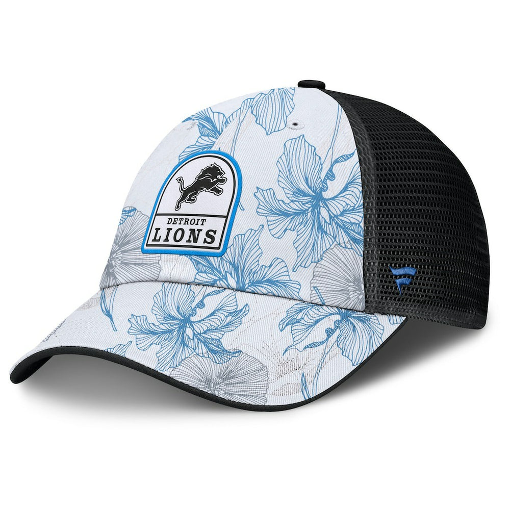 Detroit Lions Tropical Adjustable Trucker Hat - White/Black - Fanatics