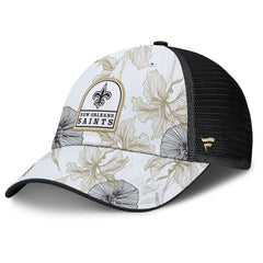 New Orleans Saints Tropical Adjustable Trucker Hat - White/Black - Fanatics