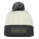 Cincinnati Bengals Women's Coaxial Cuffed Knit Hat with Pom - Cream - Fanatics