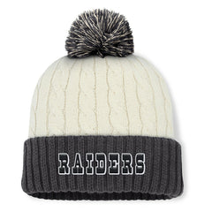 Las Vegas Raiders Women's Coaxial Cuffed Knit Hat with Pom - Cream - Fanatics