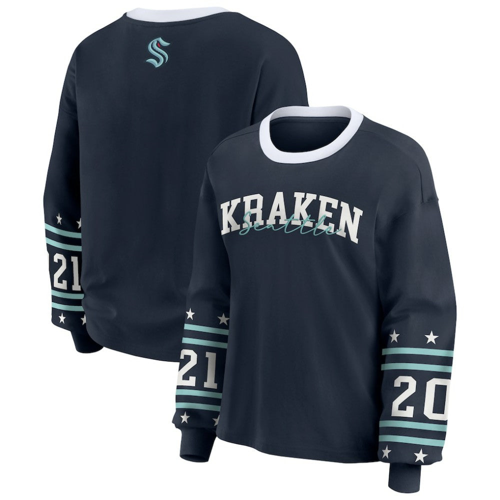 Seattle Kraken WEAR by Erin Andrews Women's Long-Sleeve Sport T-Shirt - Deep Sea Blue | NHL on sale