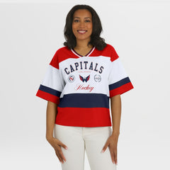 Washington Capitals WEAR by Erin Andrews Women's Jersey Style Tee - Red/White | NHL Clearance