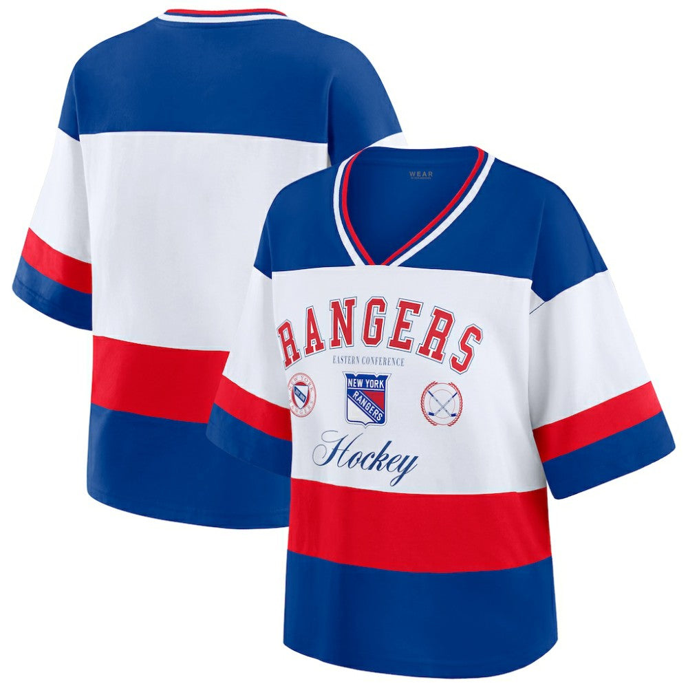 New York Rangers WEAR by Erin Andrews Women's Jersey Style Tee - Blue/White | NHL online