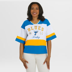 St. Louis Blues WEAR by Erin Andrews Women's Jersey Style Tee - Blue/White | NHL sale