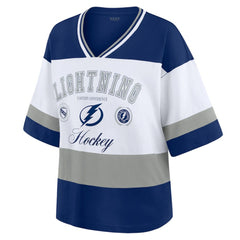 Tampa Bay Lightning WEAR by Erin Andrews Women's Jersey Style Tee - Blue/White | NHL online