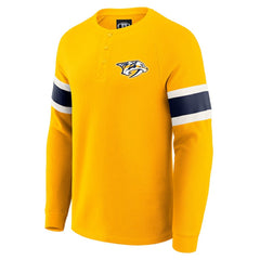 Nashville Predators Darius Rucker Collection by Fanatics Waffle-Knit Raglan Long Sleeve Henley T-Shirt - Gold | Fanatics near me