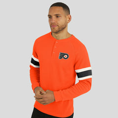 Philadelphia Flyers Darius Rucker Collection by Fanatics Waffle-Knit Raglan Long Sleeve Henley T-Shirt - Orange | Fanatics Lifestyle