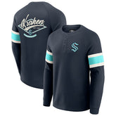 Seattle Kraken Darius Rucker Collection by Fanatics Waffle-Knit Raglan Long Sleeve Henley T-Shirt - Deep Sea Blue | Fanatics Clearance