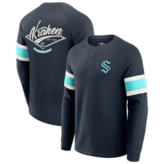 Seattle Kraken Darius Rucker Collection by Fanatics Waffle-Knit Raglan Long Sleeve Henley T-Shirt - Deep Sea Blue | Fanatics Clearance